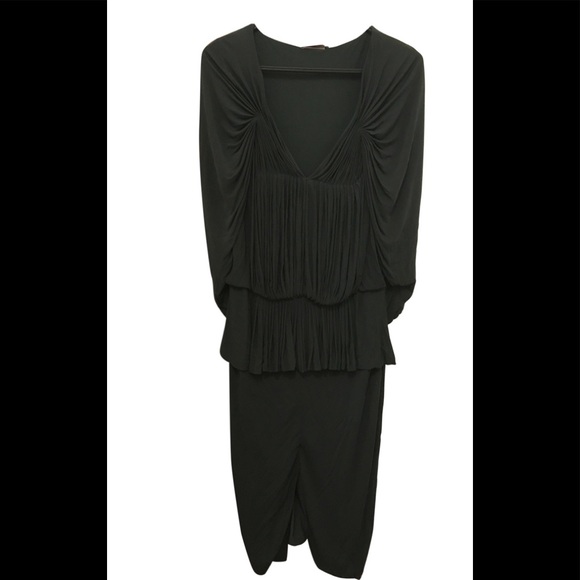 Alexander McQueen Dresses & Skirts - Alexander McQueen Sophis Green Pleated Cape Dress